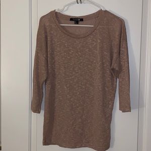 F21 Oatmeal Marled Scoop Neck 3/4 Sleeve Tunic